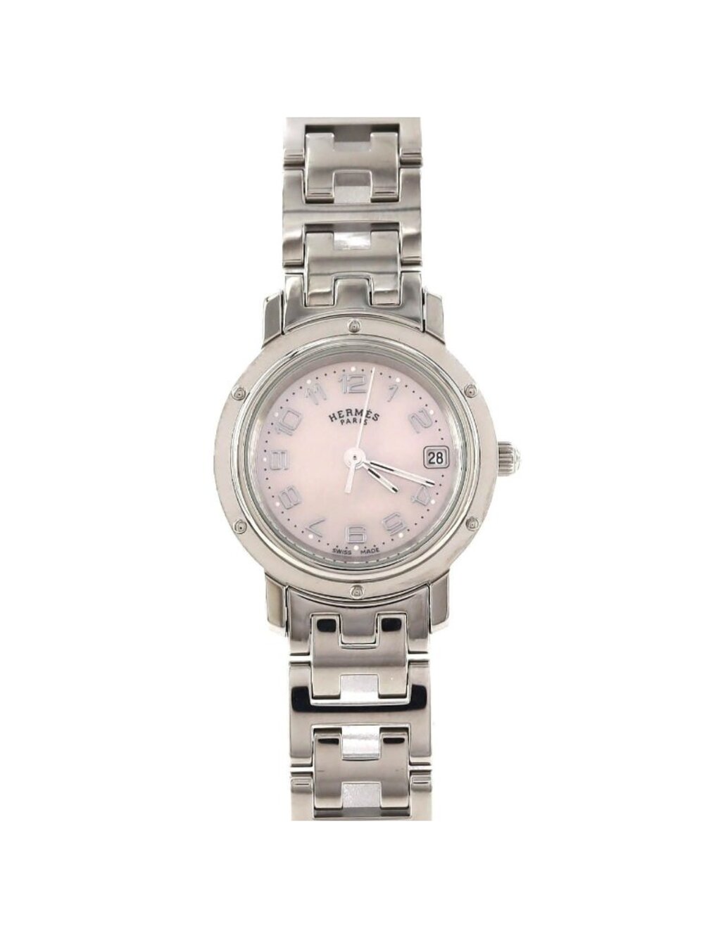 Hermes Clipper Nacre SS Quartz Watch